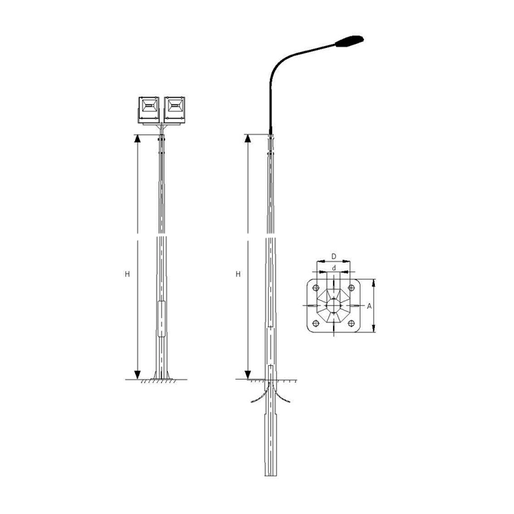 Опора граненая несиловая типа ОГК-4 (3мм, 69/108, 190х190х10-140-4х19(М16))